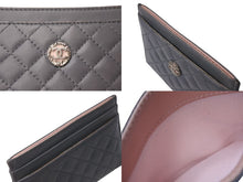 Load image into Gallery viewer, CHANEL シャネル ココマーク 名刺入れ 定期入れ キルティング 12番台 ラムスキン グレー シルバー金具 美品 中古 4c073780