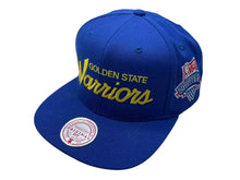 Load image into Gallery viewer, 極美品 JUSTDON ジャストドン Mitchell＆Ness NBA ミッチェルアンドネス HWC ウォーリアーズ スナップバックキャップ ブルー 中古 4c073786