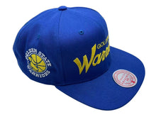 Load image into Gallery viewer, 極美品 JUSTDON ジャストドン Mitchell＆Ness NBA ミッチェルアンドネス HWC ウォーリアーズ スナップバックキャップ ブルー 中古 4c073786