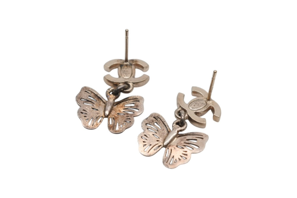 CHANEL Chanel Rhinestone Coco Mark Butterfly Earrings Weight Approx. 3g 11P Engraved Metal Logo Gold Binaural Accessories Good Condition Used 4c073803