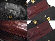 Load image into Gallery viewer, CHANEL シャネル Wフラップ Wチェーンショルダーバッグ 3番台 パリ限定 ラムスキン ココマーク キルティング ブラック 美品 中古 4c073810