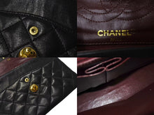 Load image into Gallery viewer, CHANEL シャネル Wフラップ Wチェーンショルダーバッグ 3番台 パリ限定 ラムスキン ココマーク キルティング ブラック 美品 中古 4c073810