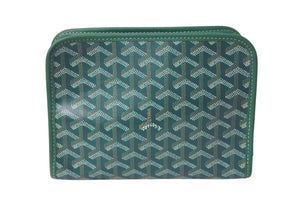 新品未使用 GOYARD ゴヤール クラッチバッグ ジュバンス PM ポーチ グリーン ゴヤールディンキャンバス シルバー金具 中古 4c073845