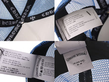画像をギャラリービューアに読み込む, 新品未使用 CHROME HEARTS クロムハーツ トラッカーキャップ CHクロスパッチ ONE SIZE メッシュ ブルー シルバー925 中古 4c0073855