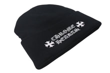 画像をギャラリービューアに読み込む, 新品未使用 CHROME HERTS クロムハーツ WOOL WATCH CAP ウールワッチキャップ ロゴ刺繍ビーニー ニットキャップ 帽子 ブラック ホワイト 中古 4c073861