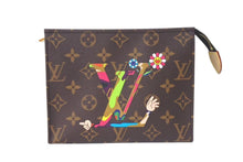 画像をギャラリービューアに読み込む, 新品未使用 LOUIS VUITTON ルイヴィトン LV × TM トリオ ポッシュ トワレ ポーチ M13762 モノグラム LVハンド 新作 村上隆 中古 4c073874