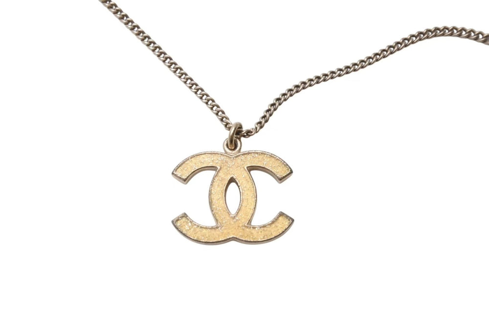 極美品 CHANEL シャネル ココマーク ネックレス アクセサリー ゴールドラメ 07A刻印 GP ゴールド 中古 4c073896