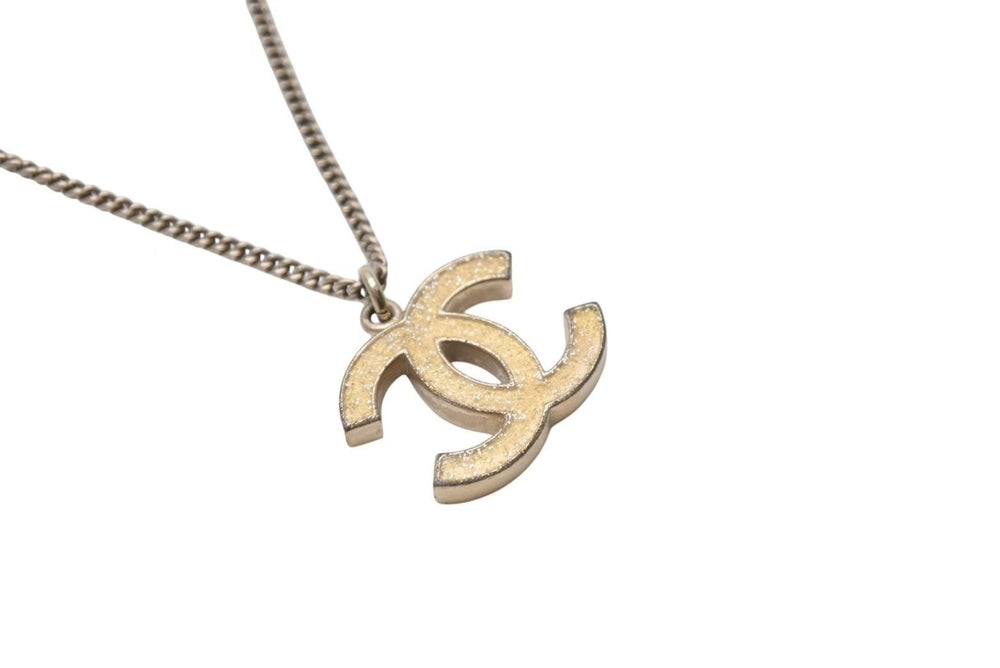 Very Good Condition CHANEL Coco Mark Necklace Accessory Gold Lame 07A Engraved GP Gold Used 4c073896