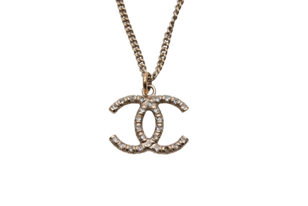 CHANEL Cocomark Necklace GP Rhinestone Gold Hardware Logo Accessory Jewelry 08C 5g Good Condition Used 4c073913