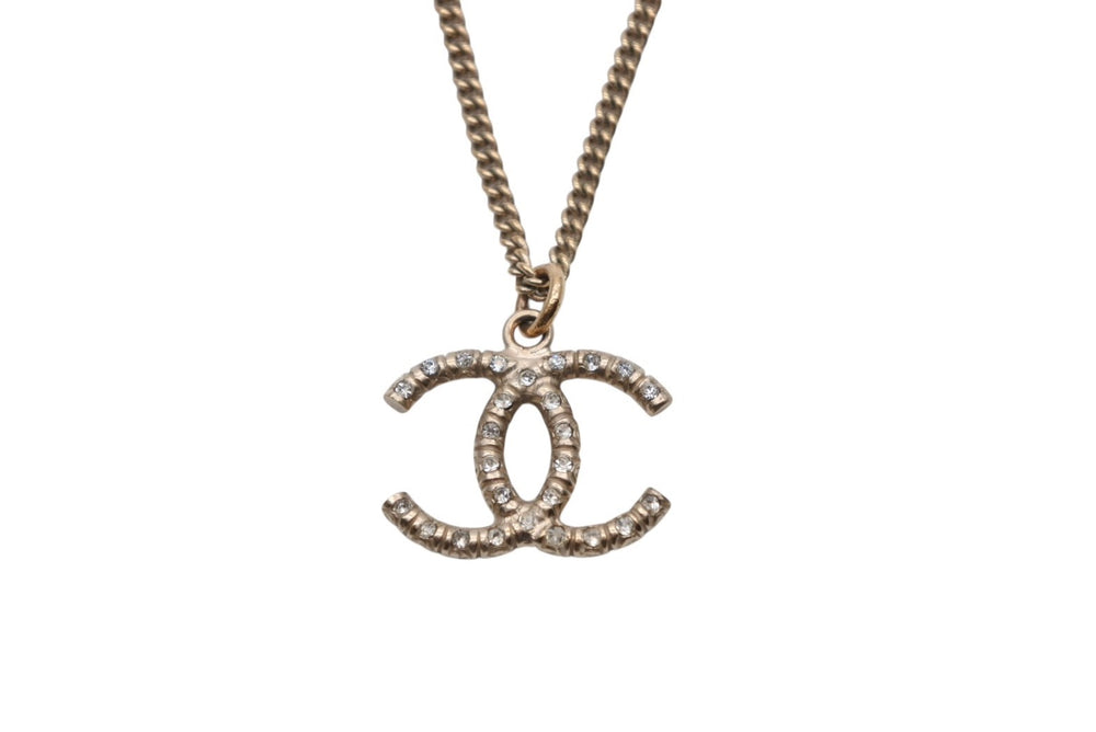 CHANEL Cocomark Necklace GP Rhinestone Gold Hardware Logo Accessory Jewelry 08C 5g Good Condition Used 4c073913