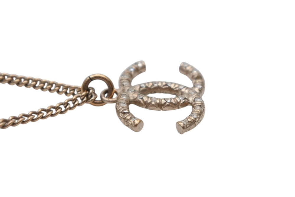 CHANEL Cocomark Necklace GP Rhinestone Gold Hardware Logo Accessory Jewelry 08C 5g Good Condition Used 4c073913
