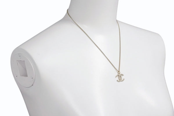 CHANEL Cocomark Necklace GP Rhinestone Gold Hardware Logo Accessory Jewelry 08C 5g Good Condition Used 4c073913