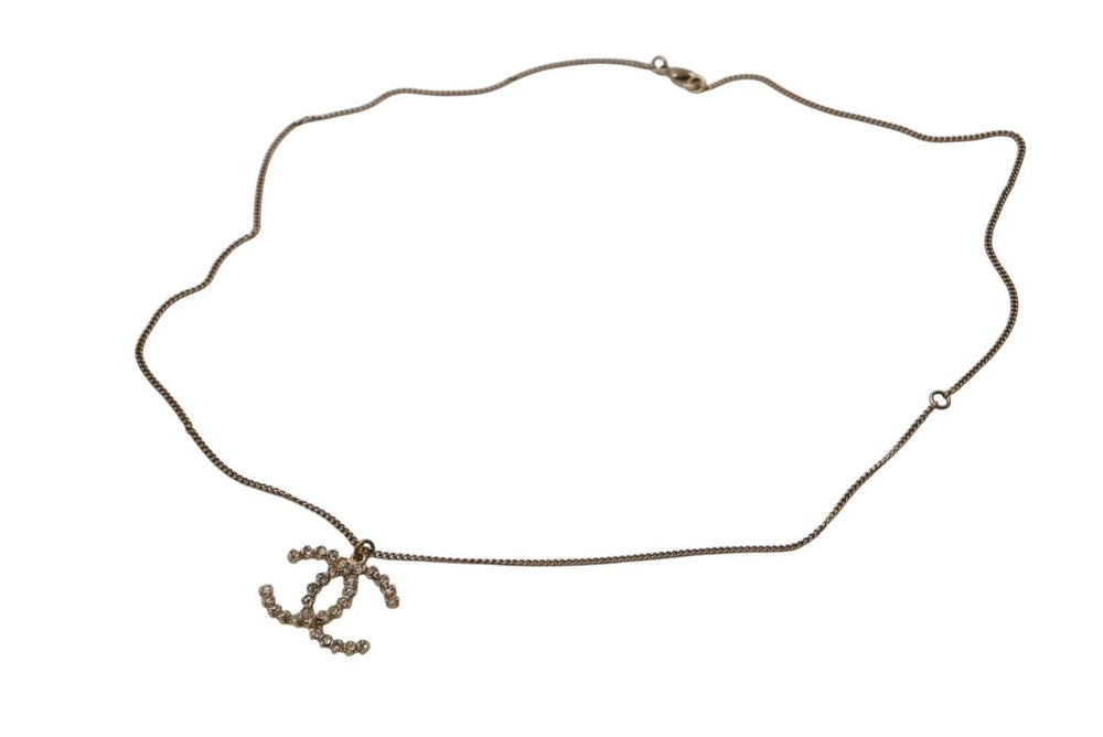 Very Good Condition CHANEL Necklace Big Coco Mark Accessories Rhinestone A18 Engraved GP Gold Used 4c073926