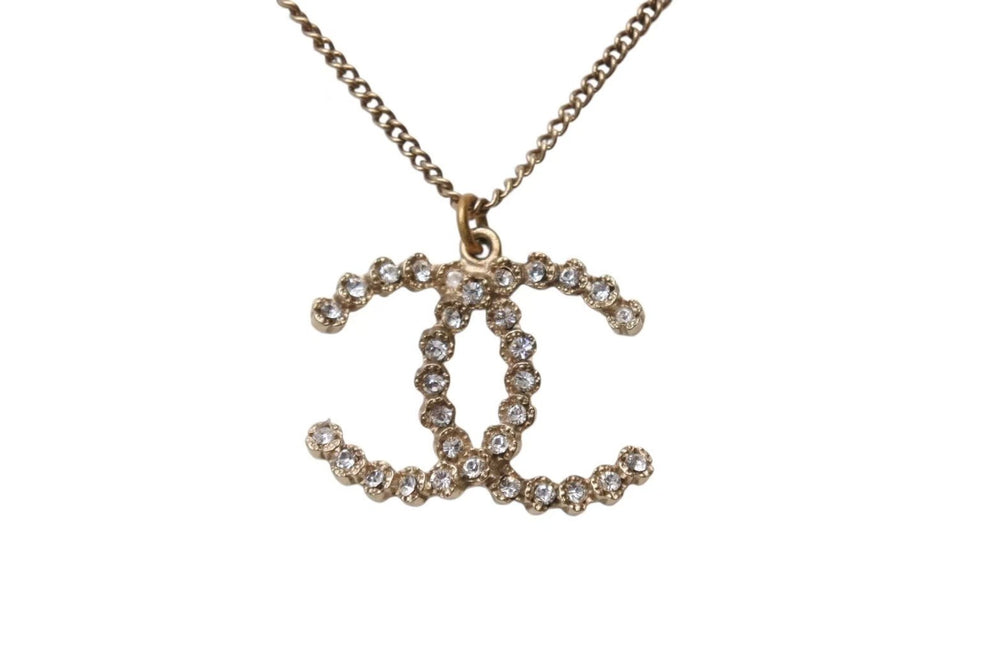 Very Good Condition CHANEL Necklace Big Coco Mark Accessories Rhinestone A18 Engraved GP Gold Used 4c073926