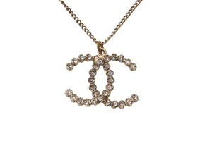 Very Good Condition CHANEL Necklace Big Coco Mark Accessories Rhinestone A18 Engraved GP Gold Used 4c073926
