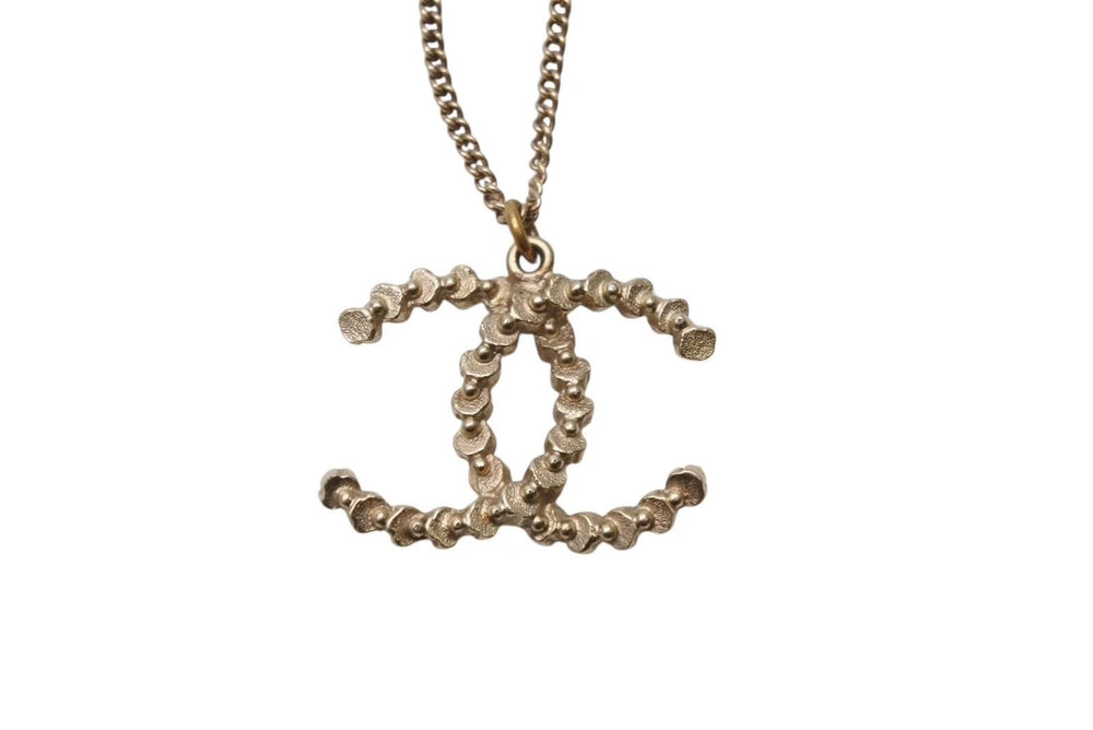 Very Good Condition CHANEL Necklace Big Coco Mark Accessories Rhinestone A18 Engraved GP Gold Used 4c073926