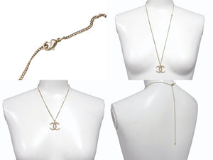 Very Good Condition CHANEL Necklace Big Coco Mark Accessories Rhinestone A18 Engraved GP Gold Used 4c073926