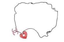 画像をギャラリービューアに読み込む, CHANEL シャネル ココマーク ハート ネックレス 重量約14.5g メタル ピンク レッド シルバー 美品 中古 4c073931