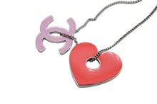 画像をギャラリービューアに読み込む, CHANEL シャネル ココマーク ハート ネックレス 重量約14.5g メタル ピンク レッド シルバー 美品 中古 4c073931