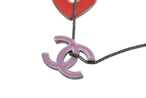 CHANEL シャネル ココマーク ハート ネックレス 重量約14.5g メタル ピンク レッド シルバー 美品 中古 4c073931