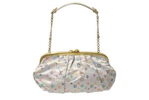 LOUISVUITTON Louis Vuitton Omoniere Handbag M92060 Monogram Satin White Multicolor Gold Hardware Good Condition Used 4c073942