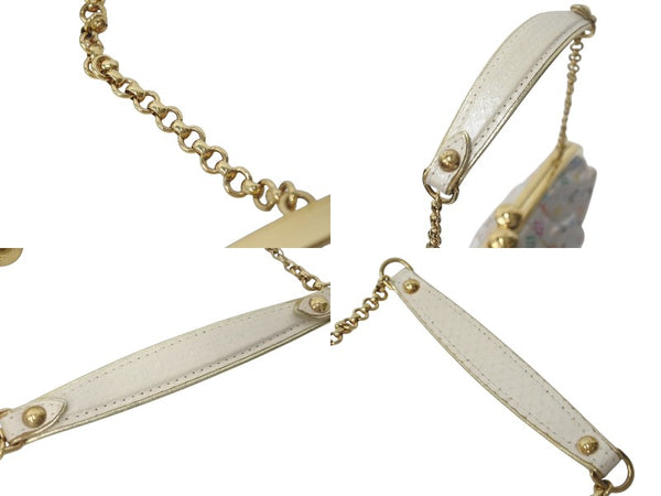 LOUISVUITTON Louis Vuitton Omoniere Handbag M92060 Monogram Satin White Multicolor Gold Hardware Good Condition Used 4c073942