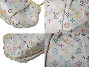 LOUISVUITTON Louis Vuitton Omoniere Handbag M92060 Monogram Satin White Multicolor Gold Hardware Good Condition Used 4c073942