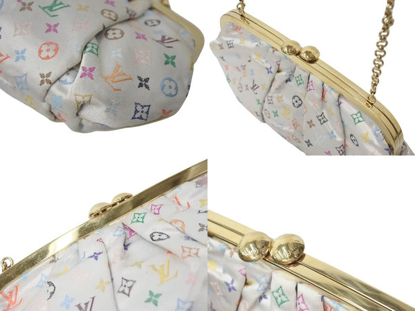 LOUISVUITTON Louis Vuitton Omoniere Handbag M92060 Monogram Satin White Multicolor Gold Hardware Good Condition Used 4c073942