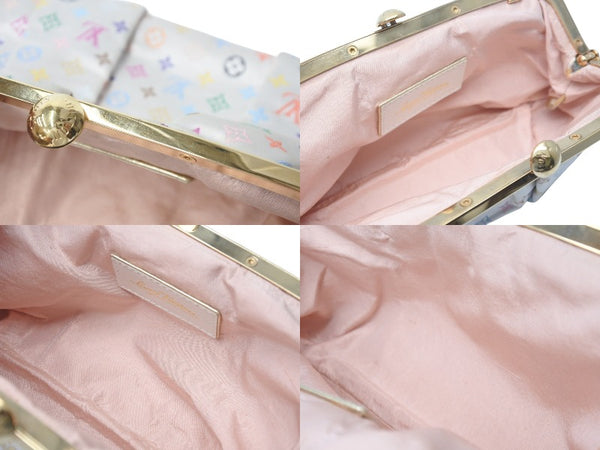 LOUISVUITTON Louis Vuitton Omoniere Handbag M92060 Monogram Satin White Multicolor Gold Hardware Good Condition Used 4c073942