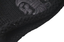 画像をギャラリービューアに読み込む, CHROME HEARTS クロムハーツ BSフレア レザーパッチ ニットキャップ ビーニー フレアボール カシミヤ ブラック 美品 中古 4c073946