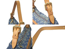 画像をギャラリービューアに読み込む, LOUIS VUITTON ルイヴィトン バギーPM ショルダーバッグ M95049 モノグラムデニム ヌメ革 ブルー ゴールド 美品 中古 4c073961