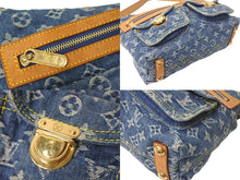 画像をギャラリービューアに読み込む, LOUIS VUITTON ルイヴィトン バギーPM ショルダーバッグ M95049 モノグラムデニム ヌメ革 ブルー ゴールド 美品 中古 4c073961