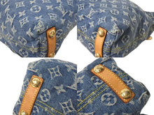 画像をギャラリービューアに読み込む, LOUIS VUITTON ルイヴィトン バギーPM ショルダーバッグ M95049 モノグラムデニム ヌメ革 ブルー ゴールド 美品 中古 4c073961