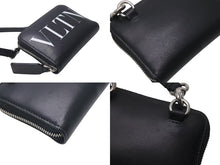 画像をギャラリービューアに読み込む, VALENTINO ヴァレンティノ 財布 GARAVANI ショルダーストラップ UY2P0R48LVN 二つ折り 財布 ブラック レザー 美品 中古 4c073974
