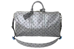 Very good condition LOUIS VUITTON Keepall Bandouliere 50 Boston bag M43848 Monogram 18SS Silver Used 4c073978