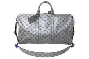 Very good condition LOUIS VUITTON Keepall Bandouliere 50 Boston bag M43848 Monogram 18SS Silver Used 4c073978