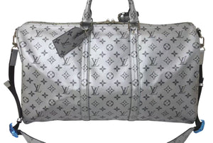 Very good condition LOUIS VUITTON Keepall Bandouliere 50 Boston bag M43848 Monogram 18SS Silver Used 4c073978