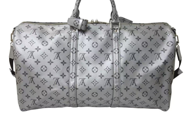 Very good condition LOUIS VUITTON Keepall Bandouliere 50 Boston bag M43848 Monogram 18SS Silver Used 4c073978