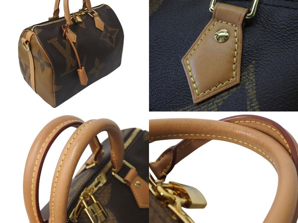 極美品 LOUIS VUITTON ルイヴィトン モノグラムジャイアント リバース スピーディバンドリエール30 ハンドバッグ M44602 ブラウン 中古 4c073979