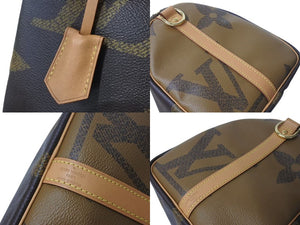 極美品 LOUIS VUITTON ルイヴィトン モノグラムジャイアント リバース スピーディバンドリエール30 ハンドバッグ M44602 ブラウン 中古 4c073979