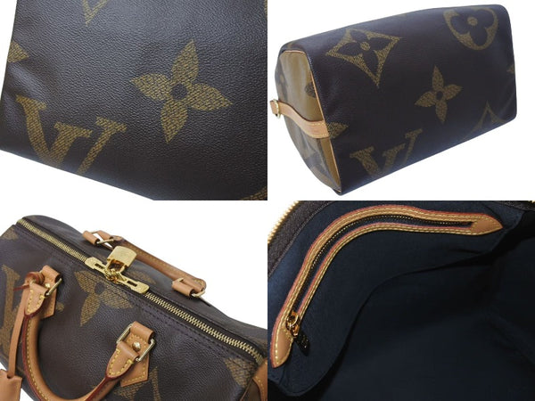 極美品 LOUIS VUITTON ルイヴィトン モノグラムジャイアント リバース スピーディバンドリエール30 ハンドバッグ M44602 ブラウン 中古 4c073979