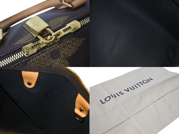 極美品 LOUIS VUITTON ルイヴィトン モノグラムジャイアント リバース スピーディバンドリエール30 ハンドバッグ M44602 ブラウン 中古 4c073979