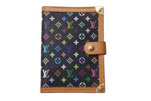 画像をギャラリービューアに読み込む, LOUIS VUITTON ルイヴィトン 手帳カバー システム手帳 アジェンダPM R20895 モノグラムマルチカラー ノワール 美品 中古 4c073993