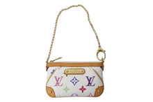 画像をギャラリービューアに読み込む, LOUIS VUITTON ルイヴィトン ポシェット ミラPM ポーチ M60098 モノグラム マルチカラー ホワイト 村上隆 ゴールド金具 美品 中古 4c073996