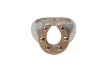 Load image into Gallery viewer, HERMES エルメス リング 指輪 ホースシュー ホールマーク K18 SV925 ヴィンテージ 8号 美品 中古 4c073998