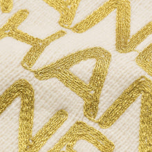 Load image into Gallery viewer, 新品同様 CHANEL シャネル ロゴ刺繍 ココマーク マフラー スカーフ 飛びロゴ マトラッセ柄 ウール カシミヤ アイボリー ゴールド 中古 4c074017
