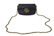 Load image into Gallery viewer, GUCCI グッチ GGマーモント ショルダーバッグ ミニバッグ 476433 レザー ブラック アンティークゴールド金具 美品 中古 4c074102