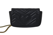 Load image into Gallery viewer, GUCCI グッチ GGマーモント ショルダーバッグ ミニバッグ 476433 レザー ブラック アンティークゴールド金具 美品 中古 4c074102