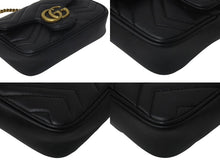 Load image into Gallery viewer, GUCCI グッチ GGマーモント ショルダーバッグ ミニバッグ 476433 レザー ブラック アンティークゴールド金具 美品 中古 4c074102