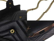 Load image into Gallery viewer, GUCCI グッチ GGマーモント ショルダーバッグ ミニバッグ 476433 レザー ブラック アンティークゴールド金具 美品 中古 4c074102
